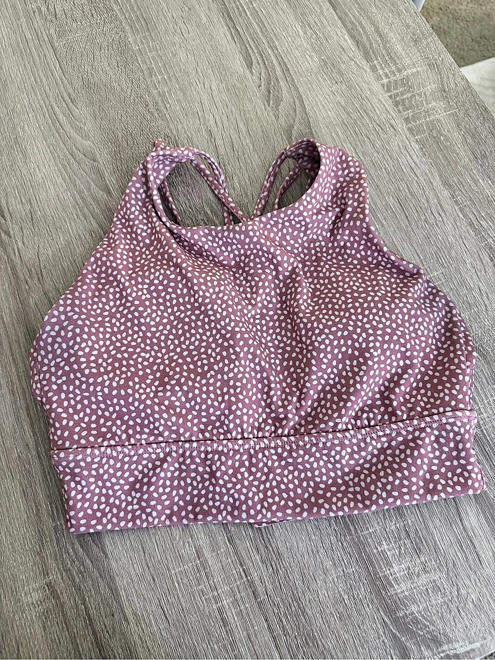 R Printed Sports Bra in Pink & White Like New